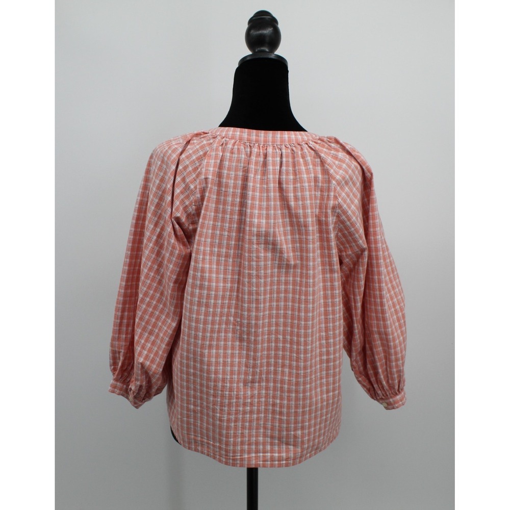 Levi's XSmall Top Lainey Blouse Mona Plaid Terra Cotta Orange 100% cotton EXC - Picture 8 of 10